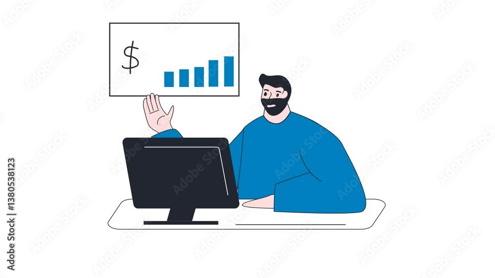 People webinar investment solution with computer People webinar investment solution with computer