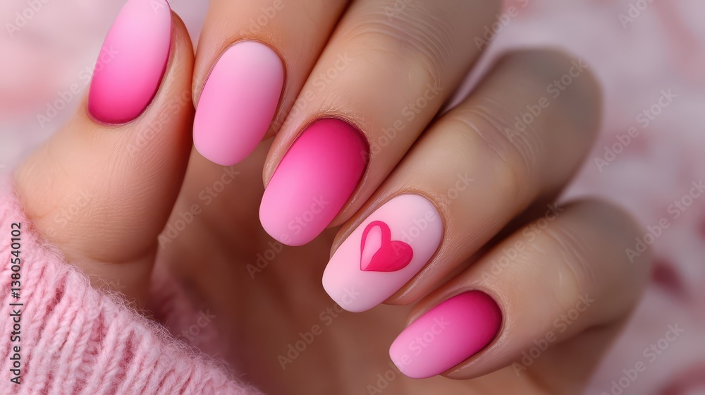 Beautifully styled nails feature a captivating pink ombre effect with a delicate heart accent. Perfect for special occasions or to add a touch of charm to everyday life Beautifully styled nails feature a captivating pink ombre effect with a delicate heart accent. Perfect for special occasions or to add a touch of charm to everyday life