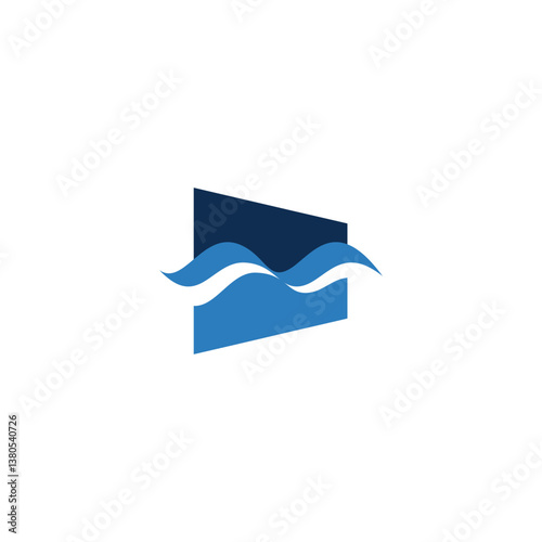 wave square logo, blue color, square corporate