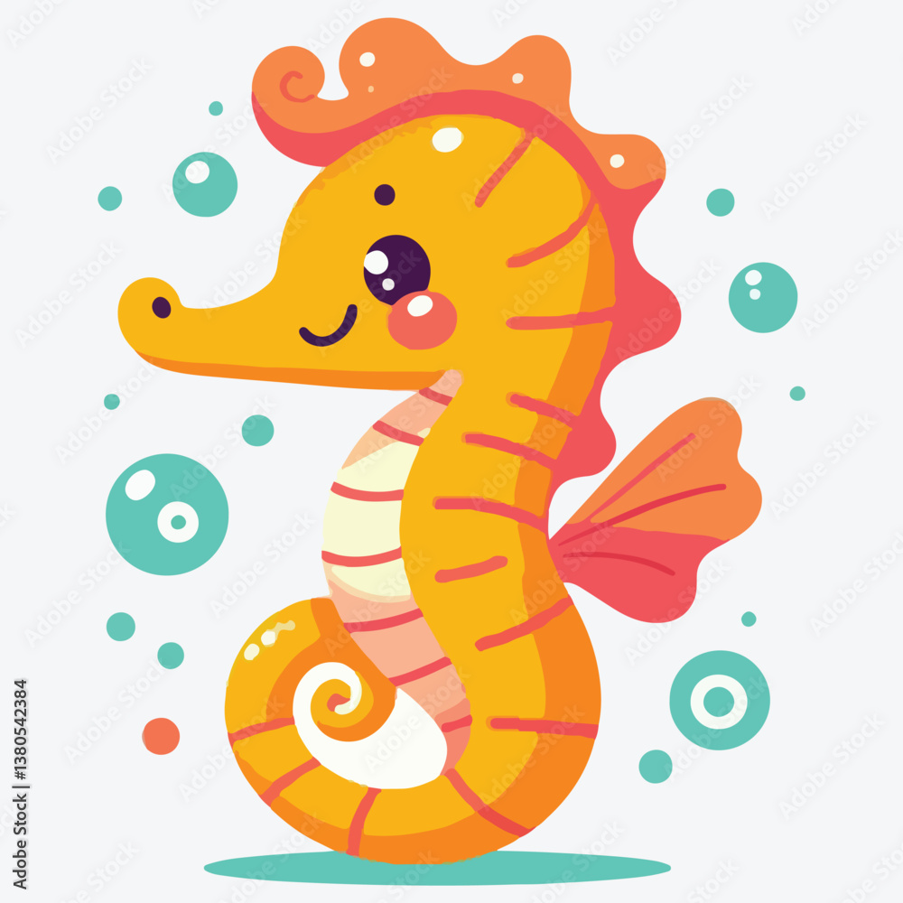 Fototapeta premium Cartoon seahorse. Pelagian. Vector illustration. stock illustration