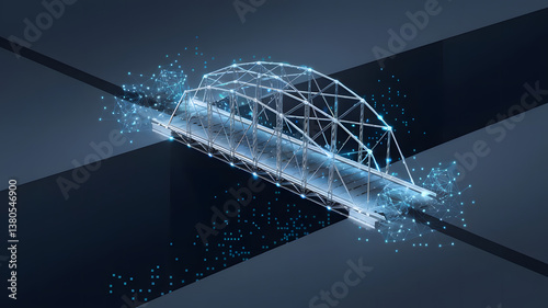Change Management: A digital bridge being constructed over a gap, symbolizing the transition and adaptation in organizational change management.	
