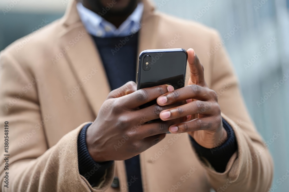 Cropped view of man using smartphone.