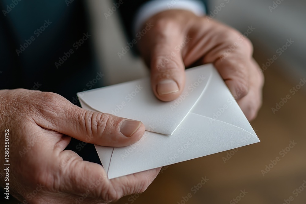 A focused close-up of hands gripping a sealed envelope, evoking feelings of anticipation and curiosity about the contents within, perfect for personal or professional correspondence. A focused close-up of hands gripping a sealed envelope, evoking feelings of anticipation and curiosity about the contents within, perfect for personal or professional correspondence.