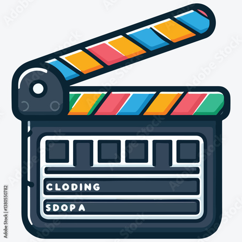 Clapperboard icon in vector. Design elements for label, emblem, sign. stock illustration