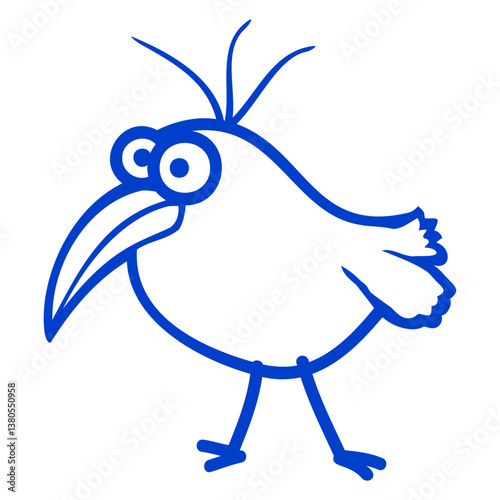 Bird looks cute funny stupid weird confused comic Isolated Vector Graphic Design Illustration
