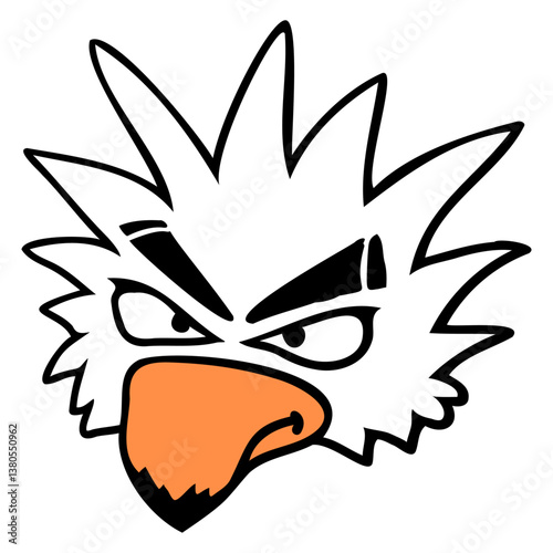 White parrot bird looks evil cool serious comic Isolated Vector Graphic Design Illustration
