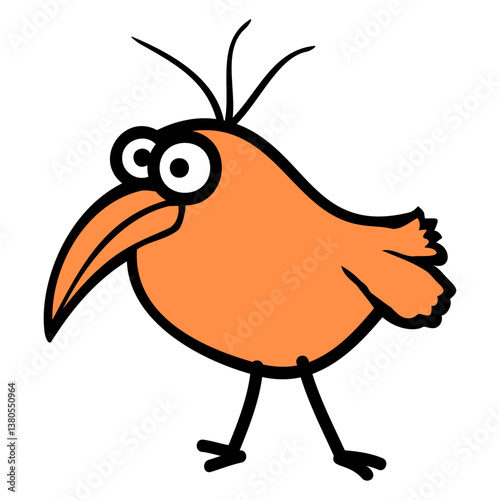 Bird looks cute funny stupid weird confused comic Isolated Vector Graphic Design Illustration
