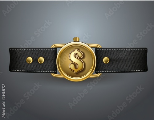 black belt with a gold dollar sign buckle