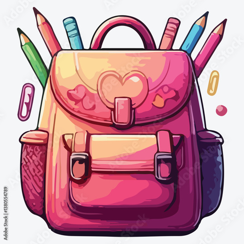Colorful schoolbags set. stock illustration