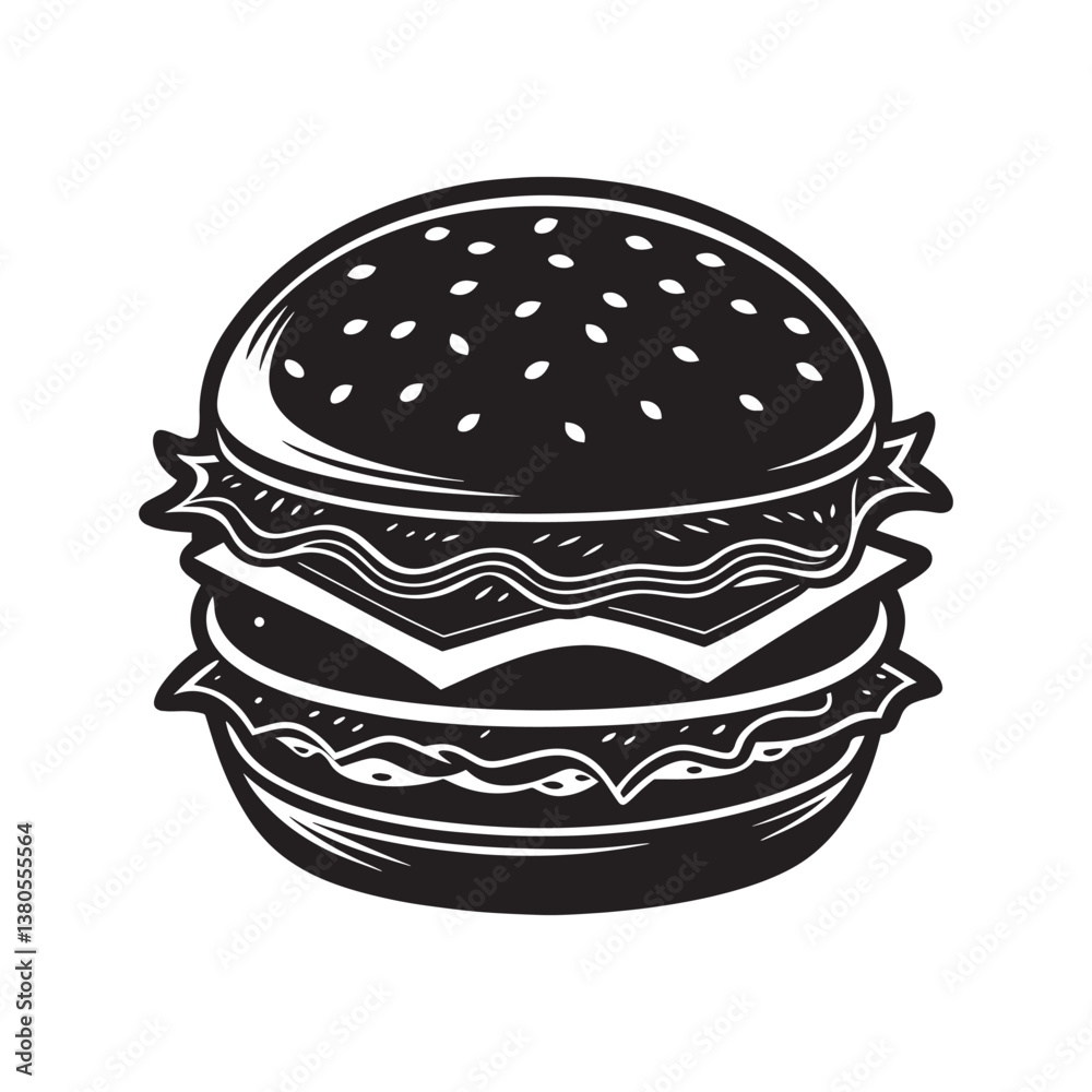 Double Cheeseburger Vector Illustration Double Cheeseburger Vector Illustration