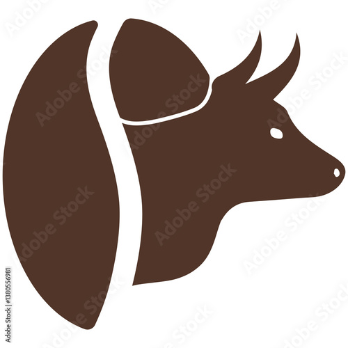 stylized simple coffee bean logo with an animal head, namely a bull silhouette