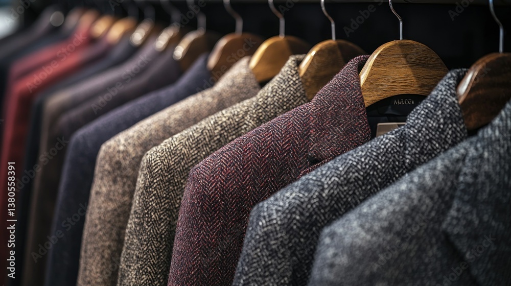 Obraz premium Elegant Collection of Men's Winter Coats on Display