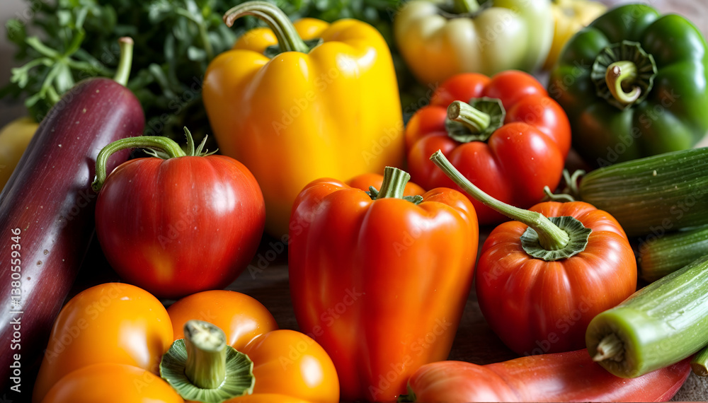 Fresh vegetables on the table. Farmer's natural vegetables. A pile of fresh vegetables. Fresh vegetables on the table. Farmer's natural vegetables. A pile of fresh vegetables.