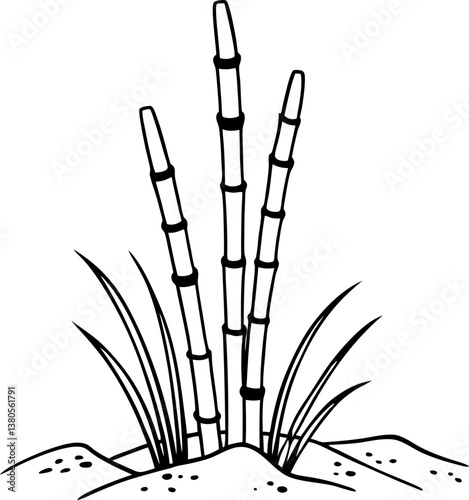 black and white sugar cane illustration simple organic plant design.