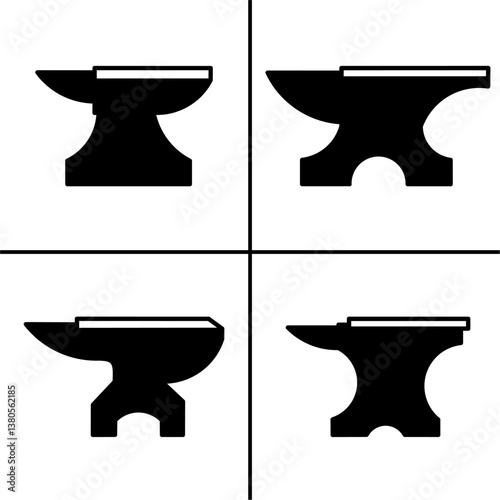 Vector black and white illustration of anvil icon for business. Stock vector design.