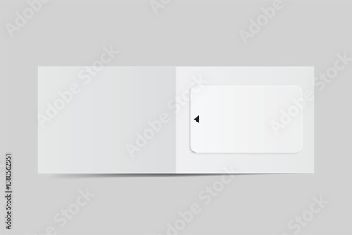 3D Realistic plastic hotel apartment keycard and pocket Folder, open leaflet, bifold mockup isolated on background. Blank template  for hotel key card, credit card, notecards, postcard, invitation
