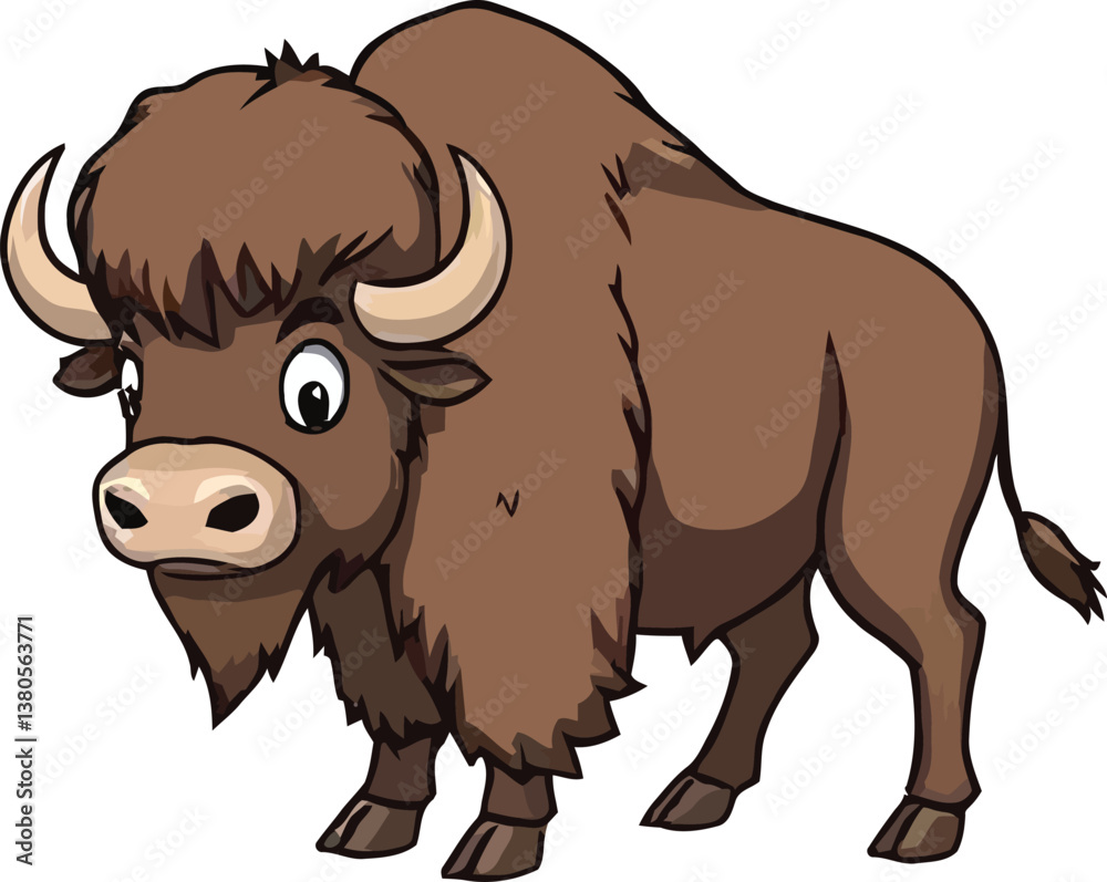 Fototapeta premium cartoon a illustrator vector bison with a white backround