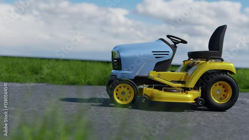 Modern technologies in agriculture. An industrial drone flies over a green field