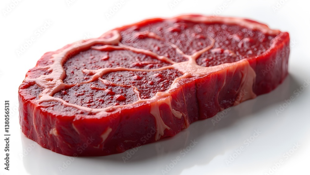 Fototapeta premium Hyper realistic close up of a raw Denver steak deep red with delicate marbling throughout