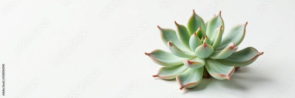 Obraz premium Single stem of succulent plant on white surface, flower, isolated, nature