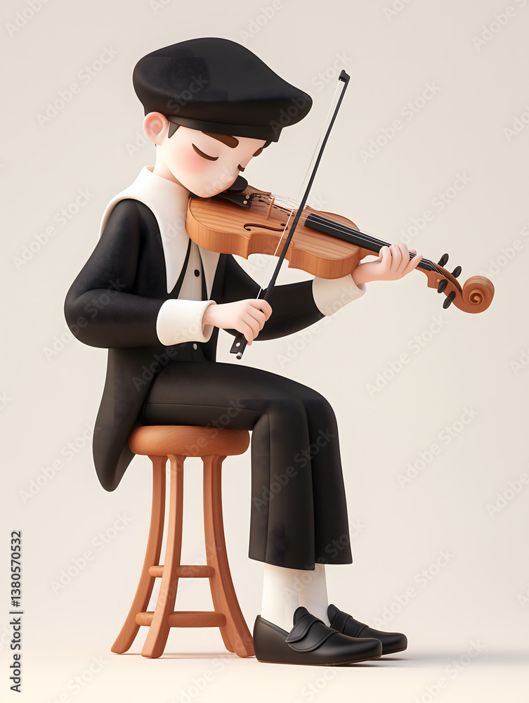 Fototapeta premium Cartoon character playing violin