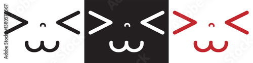 Kawaii cute face element icon. Funny Japanese emoticon Cartoon character and face icon. Design for decoration, sticker, icon, kids etc. Vector illustration. 