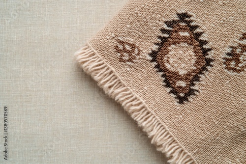 Soft textile featuring intricate patterns and fringe details, cr
