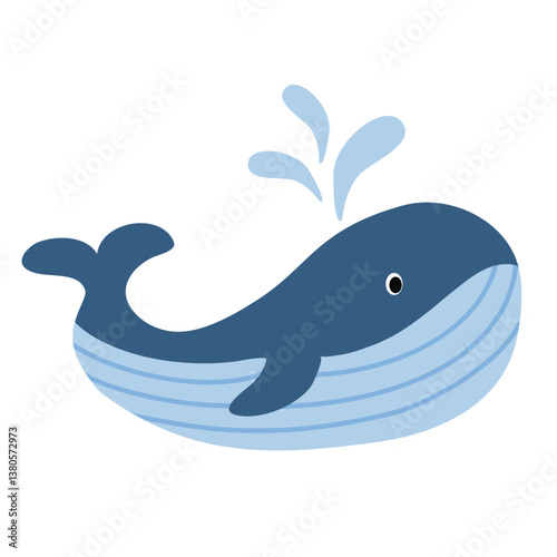 Big blue whale cartoon animal design biggest mammal on the earth