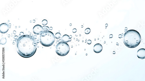 Transparent bubbles floating in water