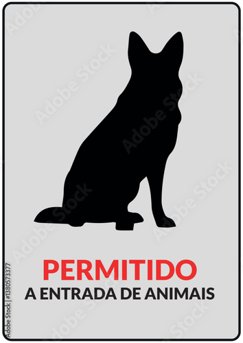PLACA PERMITIDO A ENTRADA DE ANIMAIS