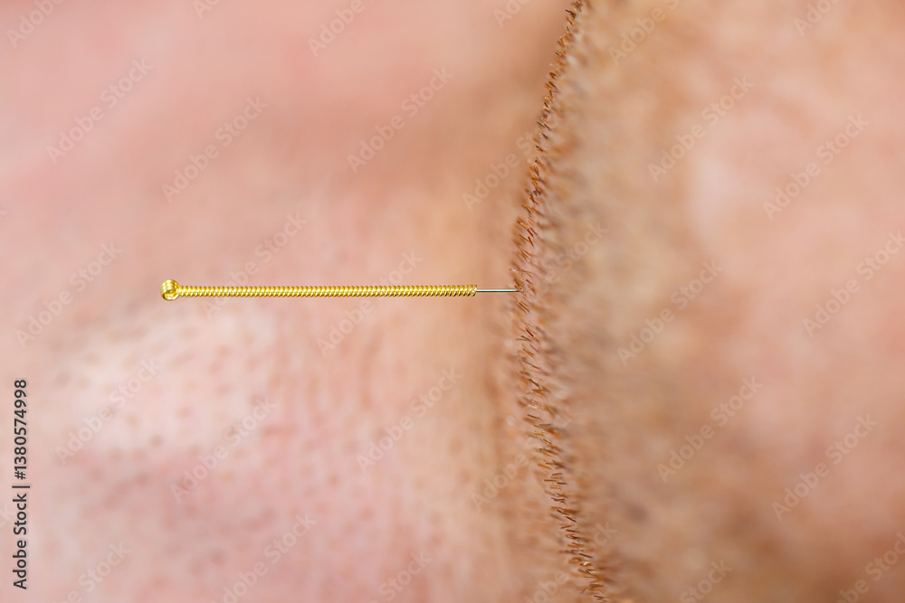A detailed closeup view of skin texture exhibiting fine hair and the intricacies of pore details, complemented with a measuring ruler for accurate dimension reference and comparison