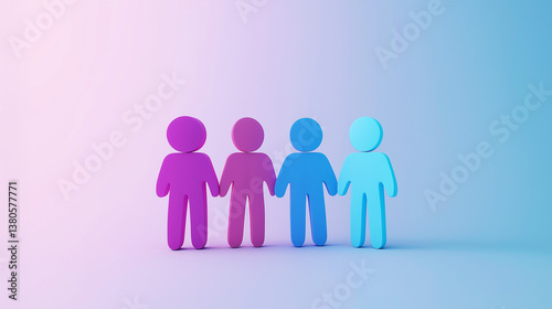 Wallpaper Mural Inclusive gradient group figures holding hands on soft background for diversity, unity, and teamwork campaign visuals Torontodigital.ca
