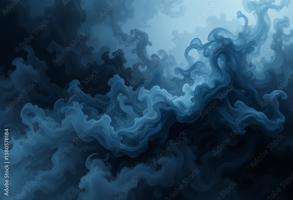 Obraz premium Mystic Smoke Waves in Dark Blue and Black