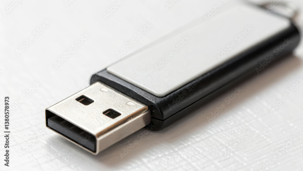 Fototapeta premium close up of USB flash drive on textured surface.
