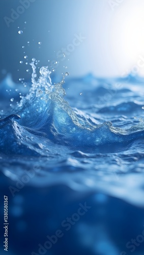 Blue water with splashes and wave. Background for smartphone screens
