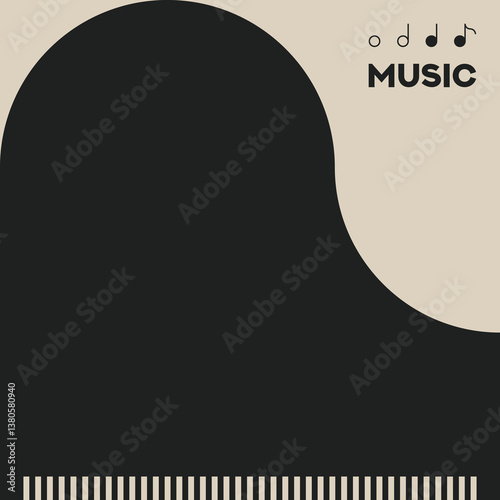 Grand Piano. Musical poster for your design. Music elements design for card, invitation, flyer. Music background vector illustration. Music piano keyboard.