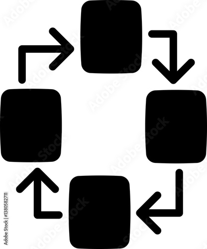 Data backup and recovery cycle icon. Silhouette icon.