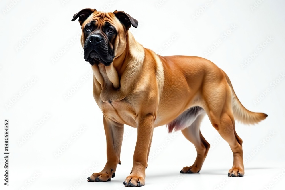 Majestic mastiff, powerful stance, white background, portrait, face, mastiff Majestic mastiff, powerful stance, white background, portrait, face, mastiff