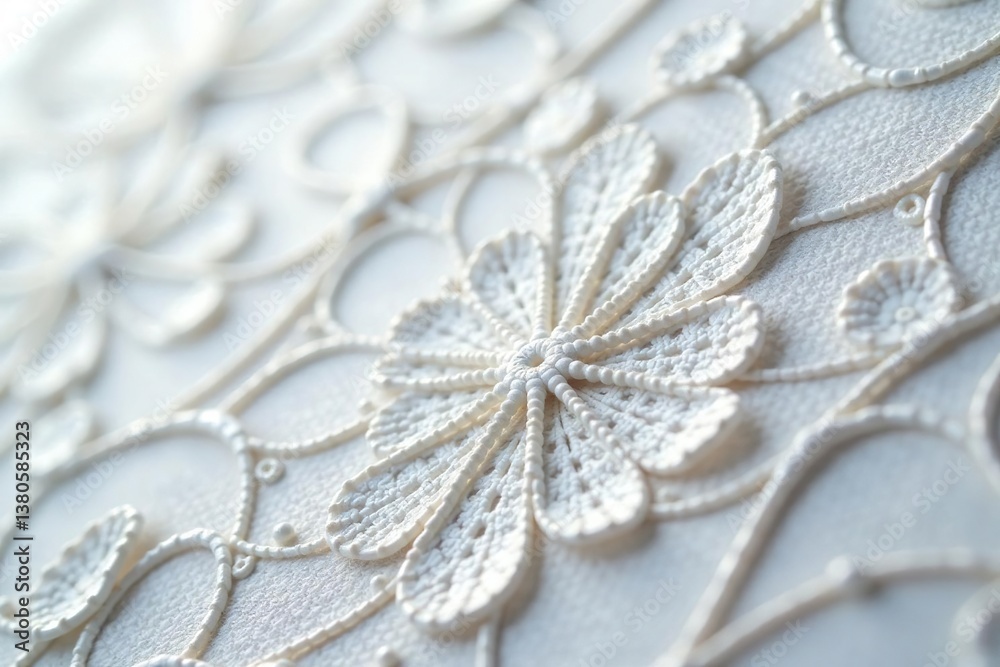 Obraz premium Geometric pattern in fine white lace, close-up detail , contemporary, texture, refined