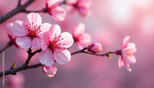 Delicate pink sakura blossoms, intricate branch pattern, tree, pink flowers, design