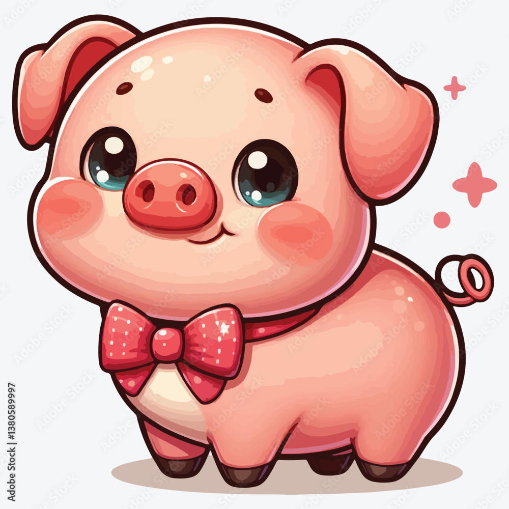Naklejka premium Cute pig isolated on white background for design stock illustration