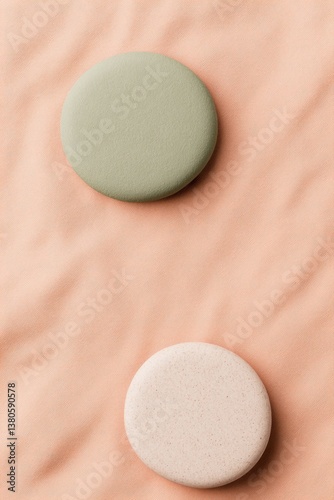 Soft, rounded shapes contrast against textured background, creat