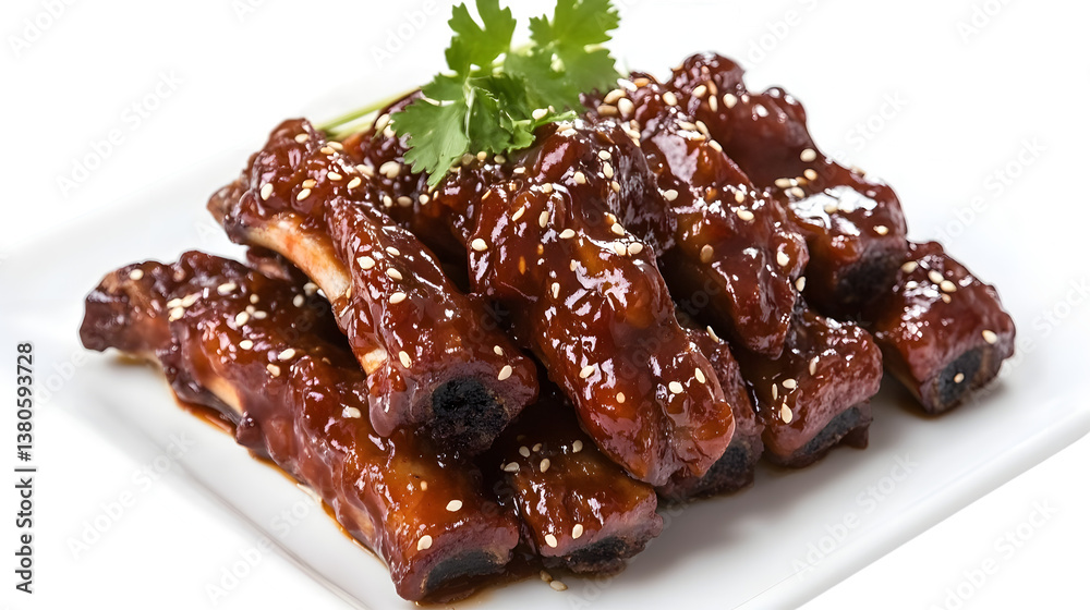 Slow Cooked Peking Style Racks of Pork Ribs - Delicious Chinese Cuisine Concept Image Slow Cooked Peking Style Racks of Pork Ribs - Delicious Chinese Cuisine Concept Image