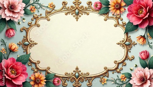 Intricate floral damask design in muted tones, wallpaper, luxury, flowers