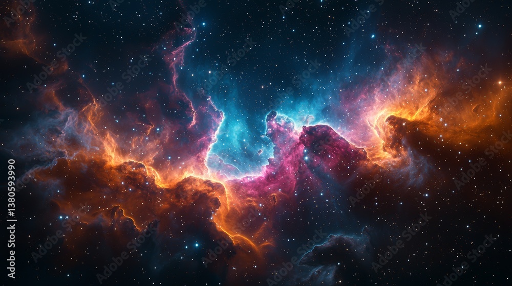 Fototapeta premium Cosmic Nebula Vibrant Starscape Celestial Clouds Galaxy Background