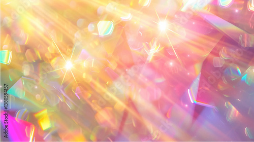 Glowing Crystal Vector Illustration with Sparkling Light Effects, Mystical and Abstract Design