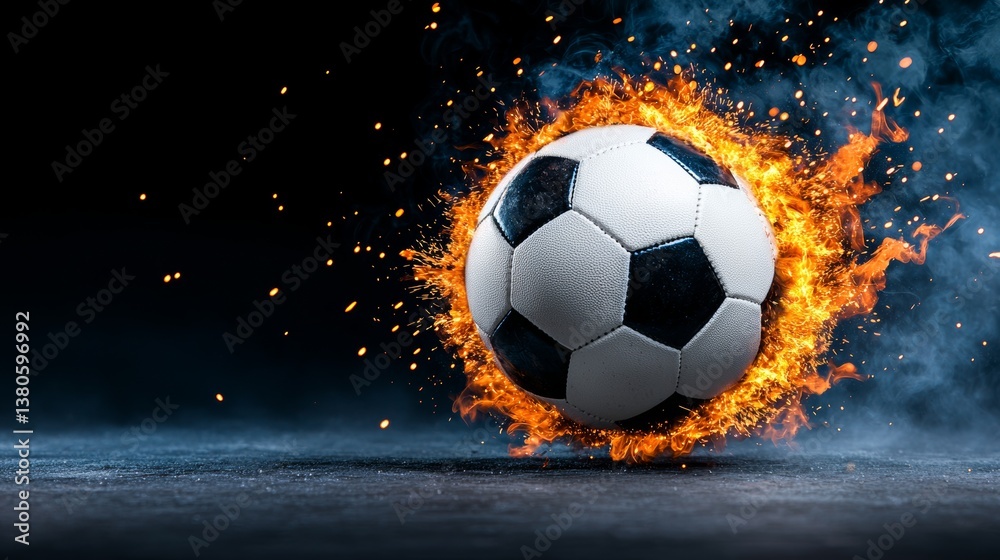 Naklejka premium Fiery Soccer Ball Sports Passion Competition