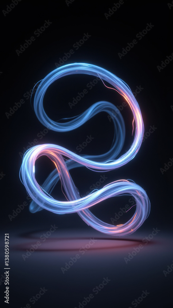 Dynamic swirling blue neon abstract digital art. Dynamic swirling blue neon abstract digital art.