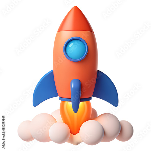 3d render of sky rocket isolated on white, transparent Png