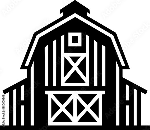 Barn farm house field building village vector country illustration harvest farming home